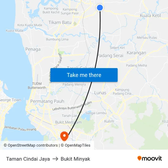 Taman Cindai Jaya to Bukit Minyak map
