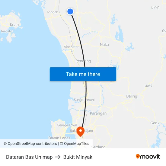 Dataran Bas Unimap to Bukit Minyak map