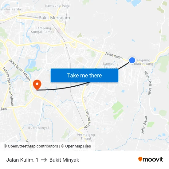 Jalan Kulim, 1 to Bukit Minyak map