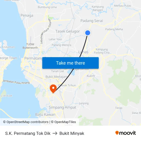 S.K. Permatang Tok Dik to Bukit Minyak map
