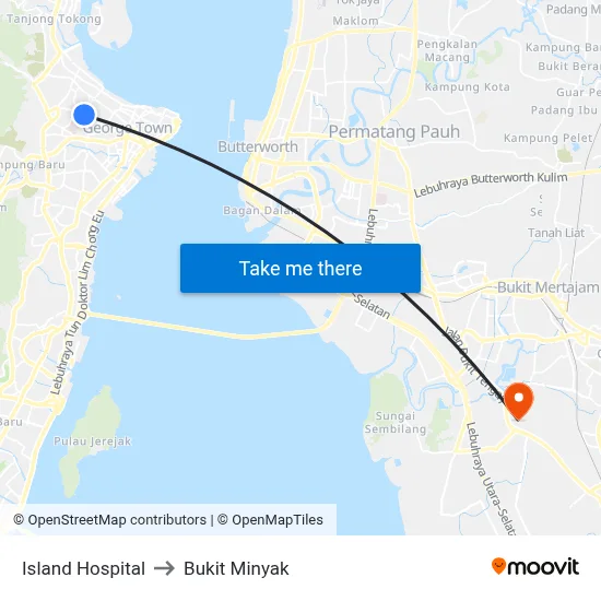 Island Hospital to Bukit Minyak map
