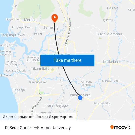 D' Serai Corner to Aimst University map