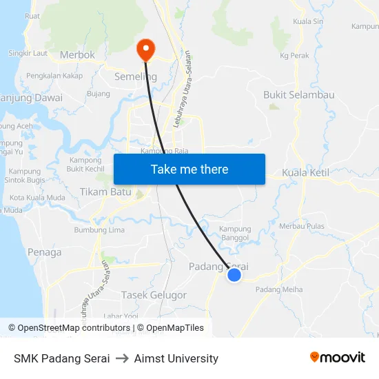 SMK Padang Serai to Aimst University map