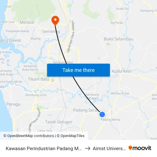 Kawasan Perindustrian Padang Meha to Aimst University map