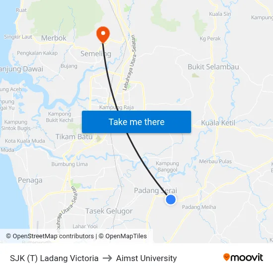 SJK (T) Ladang Victoria to Aimst University map