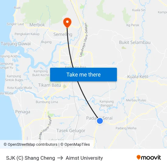 SJK (C) Shang Cheng to Aimst University map
