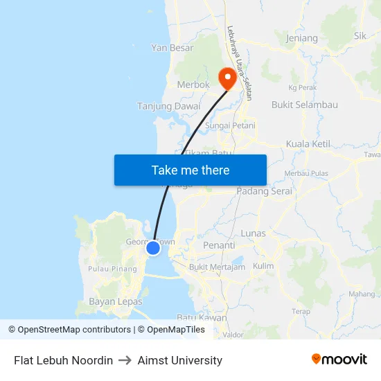 Flat Lebuh Noordin to Aimst University map