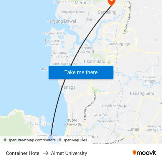 Container Hotel to Aimst University map
