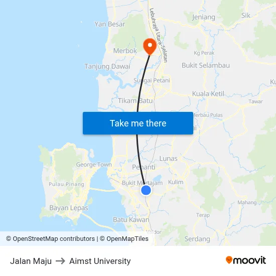 Jalan Maju to Aimst University map