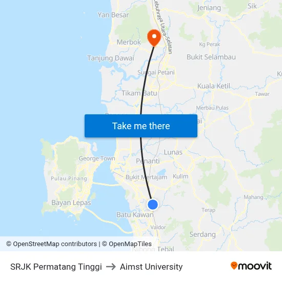 SRJK Permatang Tinggi to Aimst University map