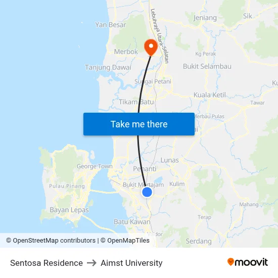 Sentosa Residence to Aimst University map