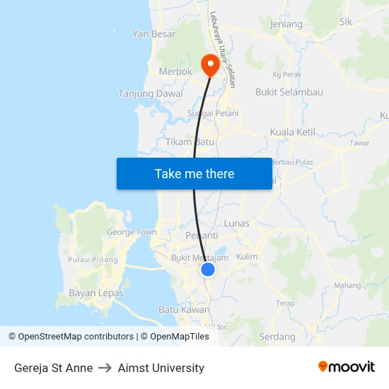 Gereja St Anne to Aimst University map