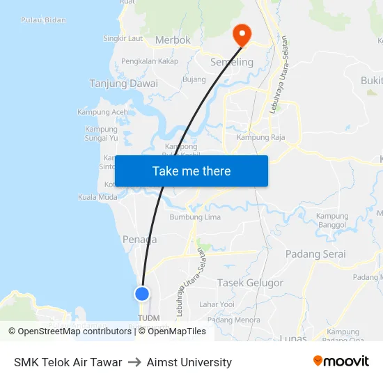 SMK Telok Air Tawar to Aimst University map