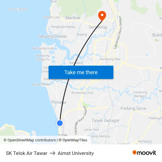 SK Telok Air Tawar to Aimst University map