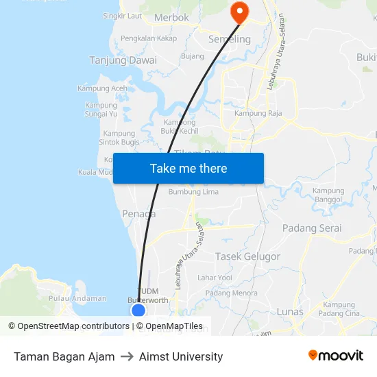 Taman Bagan Ajam to Aimst University map