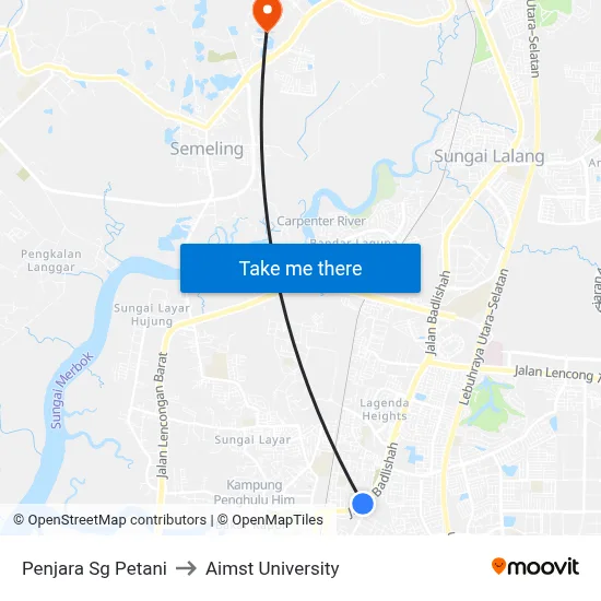 Penjara Sg Petani to Aimst University map