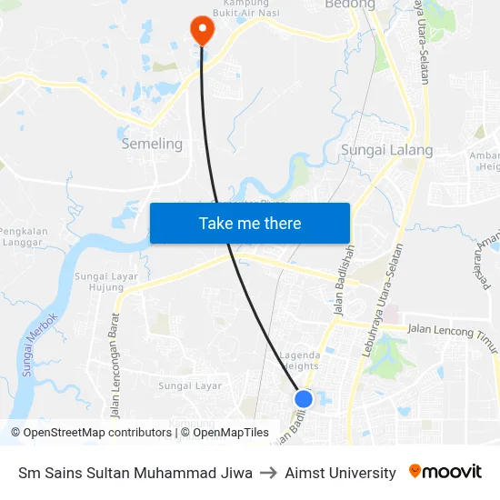 Sm Sains Sultan Muhammad Jiwa to Aimst University map