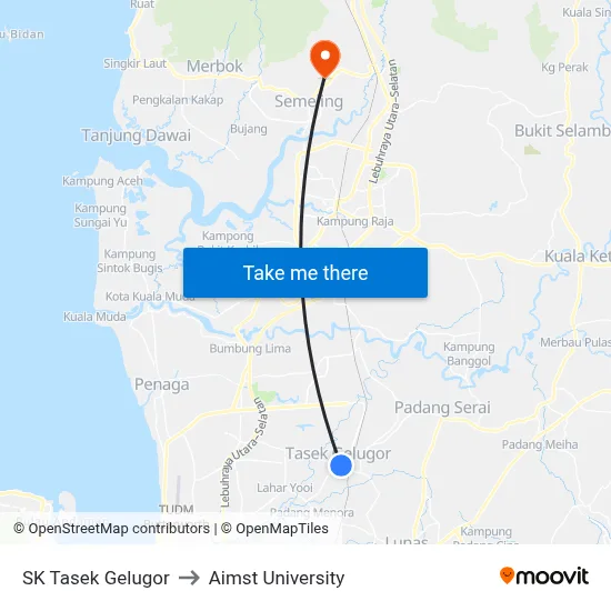 SK Tasek Gelugor to Aimst University map