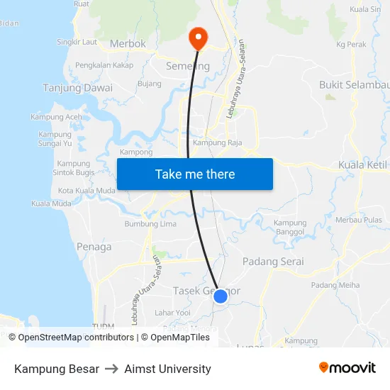 Kampung Besar to Aimst University map