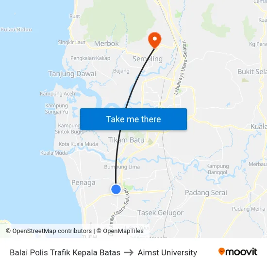 Balai Polis Trafik Kepala Batas to Aimst University map