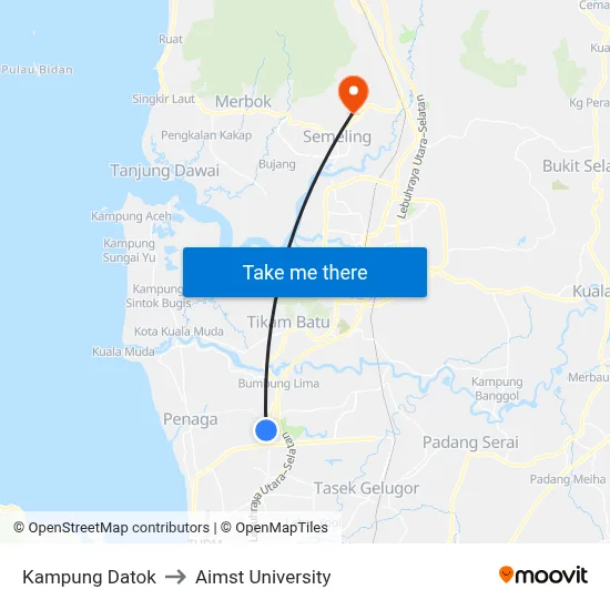 Kampung Datok to Aimst University map