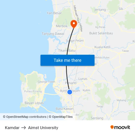 Kamdar to Aimst University map