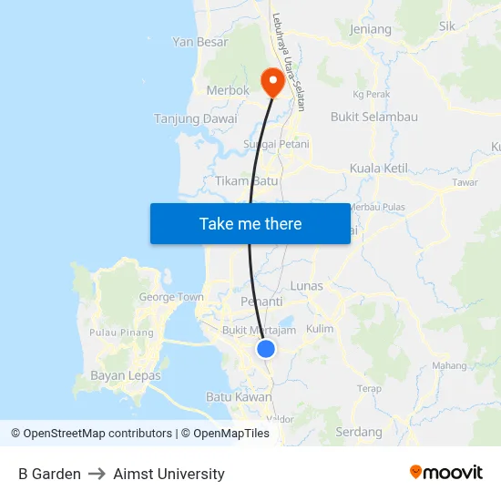 B Garden to Aimst University map