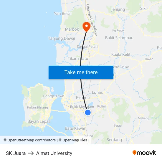 SK Juara to Aimst University map