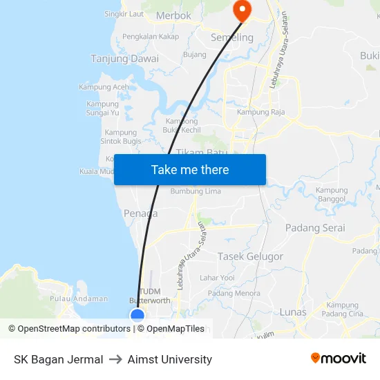 SK Bagan Jermal to Aimst University map