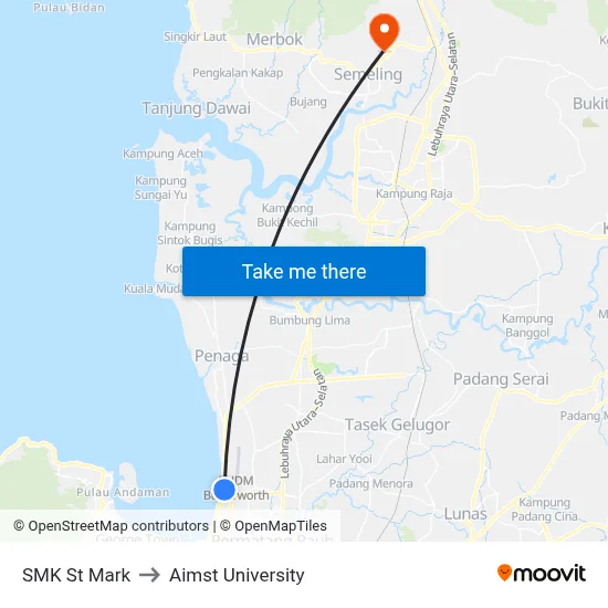 SMK St Mark to Aimst University map