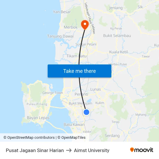 Pusat Jagaan Sinar Harian to Aimst University map