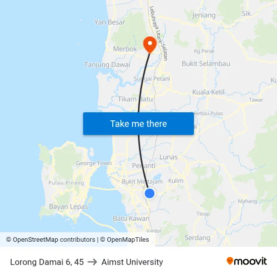 Lorong Damai 6, 45 to Aimst University map