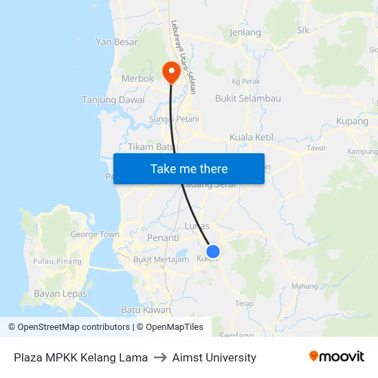 Plaza MPKK Kelang Lama to Aimst University map