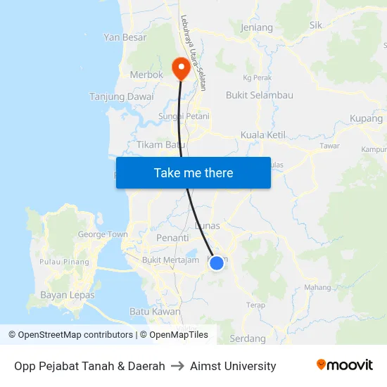 Opp Pejabat Tanah & Daerah to Aimst University map