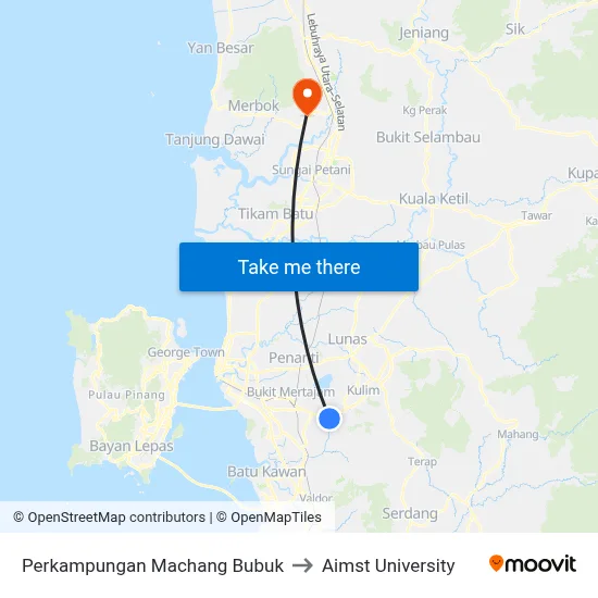 Perkampungan Machang Bubuk to Aimst University map