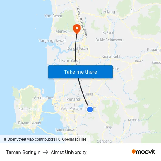Taman Beringin to Aimst University map