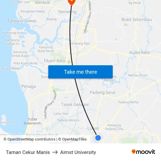 Taman Cekur Manis to Aimst University map