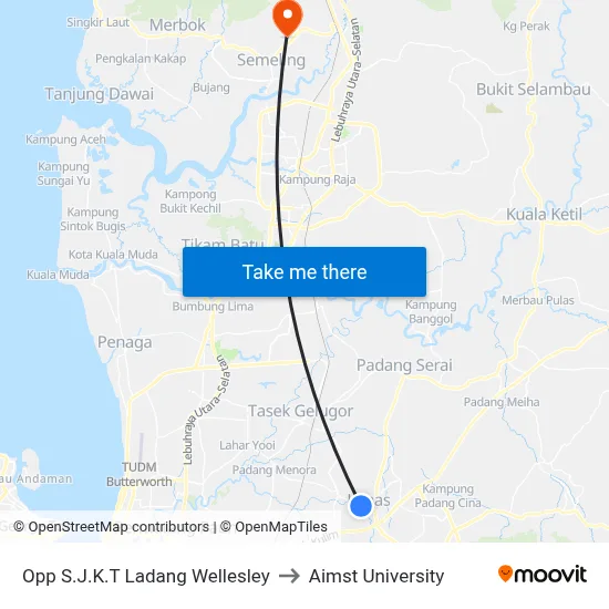 Opp S.J.K.T Ladang Wellesley to Aimst University map