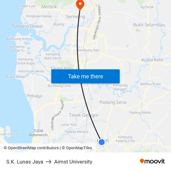 S.K. Lunas Jaya to Aimst University map