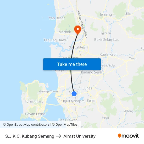S.J.K.C. Kubang Semang to Aimst University map