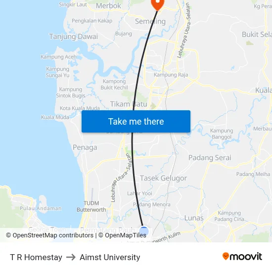T R Homestay to Aimst University map