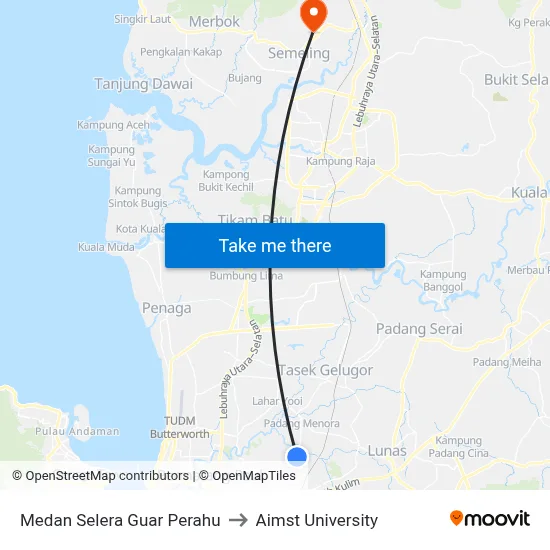 Medan Selera Guar Perahu to Aimst University map