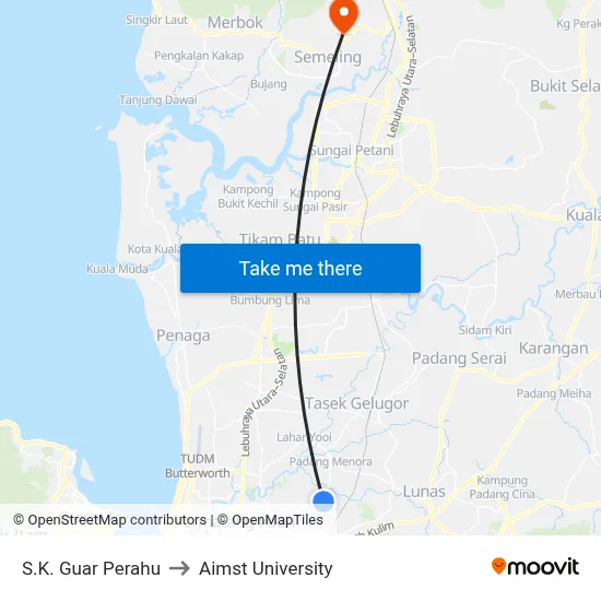 S.K. Guar Perahu to Aimst University map