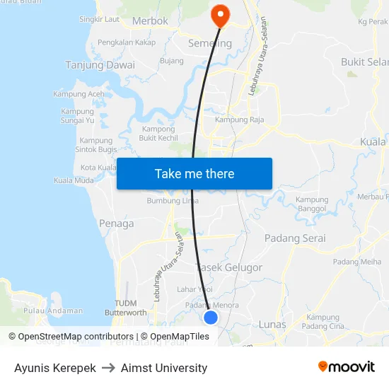 Ayunis Kerepek to Aimst University map