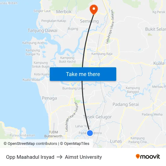 Opp Maahadul Irsyad to Aimst University map
