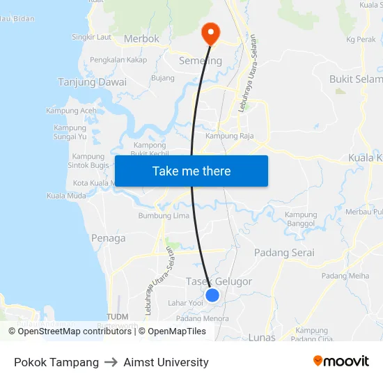 Pokok Tampang to Aimst University map
