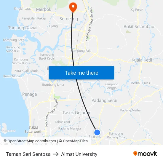 Taman Seri Sentosa to Aimst University map