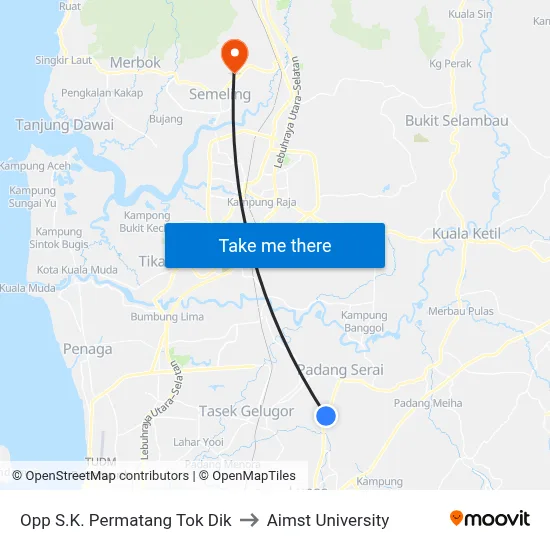 Opp S.K. Permatang Tok Dik to Aimst University map