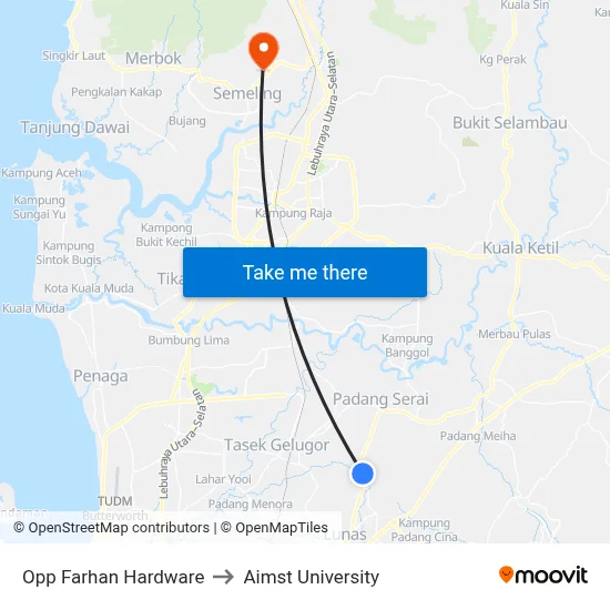 Opp Farhan Hardware to Aimst University map