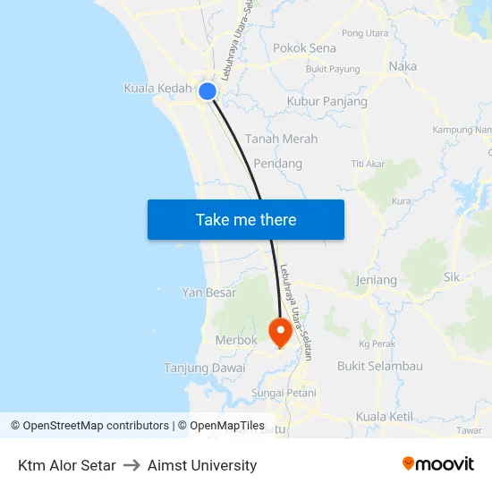 Ktm Alor Setar to Aimst University map
